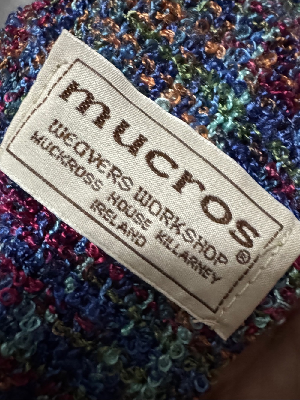 Made in Ireland Lightweight Scarf-EUC-Brightly Colored Plaid-Blue Tones-Silky - Picture 7 of 14